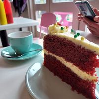 Red velvet cake with some great coffee at Deer Mama in Amsterdam
