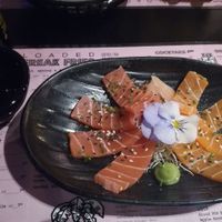 Vegan sashimi - not to our taste at Vegan Junk Food Bar - Downtown in Amsterdam