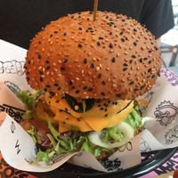 Beautiful burger at Vegan Junk Food Bar - Downtown in Amsterdam
