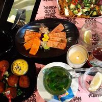 Kapsalon, Amsterdam Bitterballen and Sashimi at Vegan Junk Food Bar - Downtown in Amsterdam