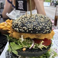 ‘Chicken’ burger at Vegan Junk Food Bar - Downtown in Amsterdam