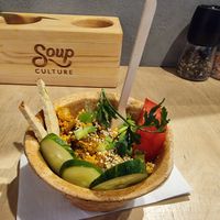 Tofu scramble in edible plate at Roswell & Soup Culture in Poznan