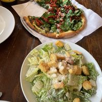 Julie’s favorite pizza and Caesar salad  at Julie Goes Green in Los Angeles