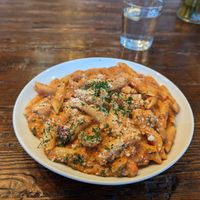 Pink pasta at Julie Goes Green in Los Angeles