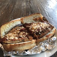 Eggplant parm sub. Pretty good. Wish it was on garlic bread with Miyokos cheese though.  at Julie Goes Green in Los Angeles