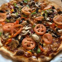 Botanical garden pizza.  Yummy at Julie Goes Green in Los Angeles