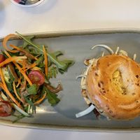 Pulled jackfruit bagel  at The Treehouse Board Game Cafe in Sheffield
