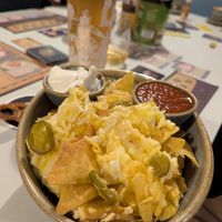 Vegan nacho bowl at The Treehouse Board Game Cafe in Sheffield