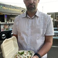 Was mad that he had to share!!!  at Earth Aloha Eats - Waikiki in Honolulu