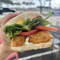 Fish sandwich on ciabatta   at Earth Aloha Eats - Waikiki in Honolulu