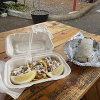 Vegan fish tacos and falafel wrap  at Earth Aloha Eats - Waikiki in Honolulu