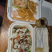 Gyro, aloha burger with chips and creme brulee - ammmmmmazing!!! at Earth Aloha Eats - Waikiki in Honolulu