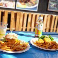 Aloha Burger and Fish & Chips at Earth Aloha Eats - Waikiki in Honolulu