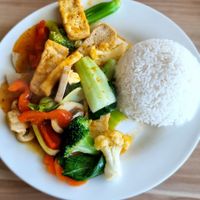 Braised veggies at Just Vegan in Sunshine