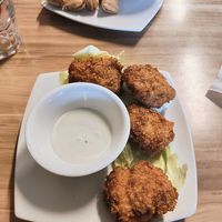 Fried Tofu bites (and spring rolls in the background) at Just Vegan in Sunshine