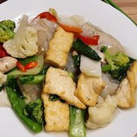 Stir-fry flat noodles at Just Vegan in Sunshine