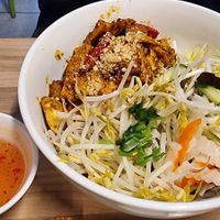 Mock meat stir-fry salad at Just Vegan in Sunshine