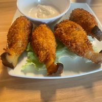 mushroom drumsticks. So good! at Just Vegan in Sunshine