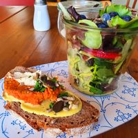 Salad with wild herbs & berries at Marny's in Dusseldorf
