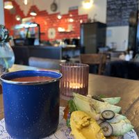 Tomaten-Erdnuss Suppe  at Marny's in Dusseldorf