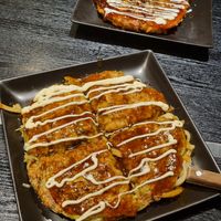 udon okonomiyaki (bottom) at Zen in Tokyo