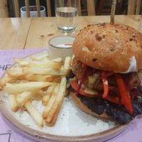 Beetroot ans quinoa burger at Nut and Bowls in New Delhi
