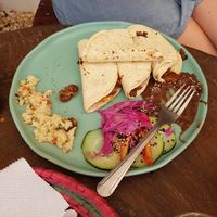 Vegan quesadillas at Arte Sano in Holbox