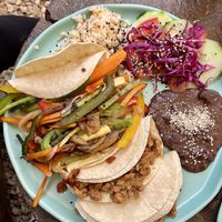 Vegan tacos of carnita and vegetables 🌱   at Arte Sano in Holbox