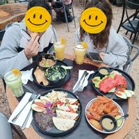 Tacos, guacamole, soy seviche, burrito with seitan, potetos at Arte Sano in Holbox