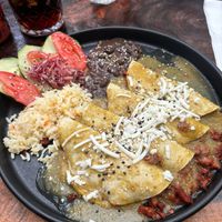 Enchiladas with soy chorizo filling at Arte Sano in Holbox