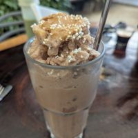 Aztec King coffee made into a smoothie with coconut milk at Arte Sano in Holbox