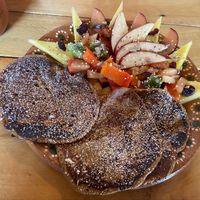 Banana-based pancakes at Arte Sano in Holbox