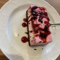 Vegan strawberry cake  at Radharane in Kaunas