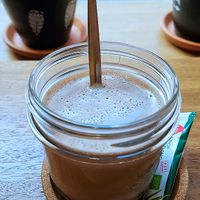 Hot chocolate with almond milk and agave syrup at Silex & Fourchette in Toulouse