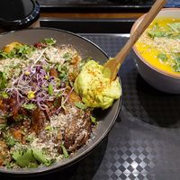 Vegan dish and soup at Silex & Fourchette in Toulouse