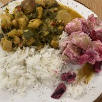 Curry of the day with one side salad   at The Shaw Cafe in London