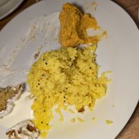 Vada with not vegan yogurt and rice at Bibliothe in Rome