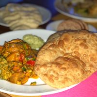 Sabjhi and puri at Bibliothe in Rome
