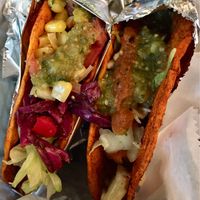 Hard corn tortilla tacos with the works at Condado Tacos in Beachwood