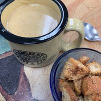 Soup and homemade croutons  at The Dragonfly in Ocala