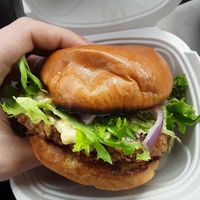 Absolutely delish! Thousand island burger, can't go wrong with this vegetarian option. I am sensitive to foods and this sat well with me! at The Dragonfly in Ocala