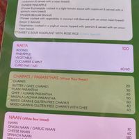 Menu at Joy in Candolim