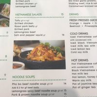 Part of menu (vg is vegan) at Saigon Corner in Palmerston North