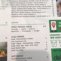 Part of menu at Saigon Corner in Palmerston North