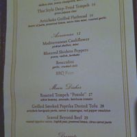 Vegan menu (Beauty & Essex) at Beauty & Essex in Las Vegas