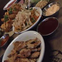 Vegan chicken lettuce wraps and faux tacos at Beertown Public House in Cambridge