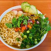 Miso ramen with fresh veggies at Kelley Farm Kitchen in Harpers Ferry