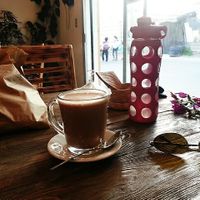 Hot chocolate with coconut mylk at Sattvika Eco Panaderia in San Andres Cholula