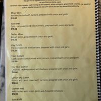 Menu mains Pg 1 at Addis Abeba in Footscray