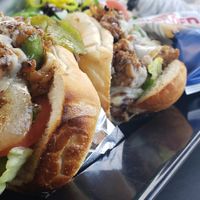 Tempeh Hoagie with chips at Mellow Mushroom in Blowing Rock